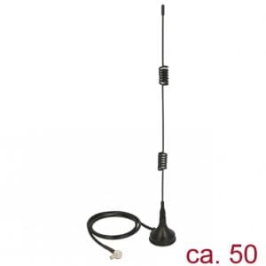 Antena LTE TS-9 Bluetooth / GSM / UMTS / WLAN 2.4 GHz / Z-Wave / ZigBee 2 – 3 dBi omnidirectionala cu baza fixa magnetica, Delock 12480