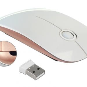 Mouse optic wireless 2.4 GHz alb/roz, Delock 12536