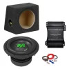 Pachet Subwoofer auto Deaf Bonce MF 8S D2 600W RMS + Amplificator AAP 550.1D + Incinta C88 + kit de cabluri complet