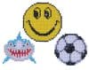 Set de 3 stickere cu diamante – Rechin, smiley și minge de fotbal, 8 x 8 cm