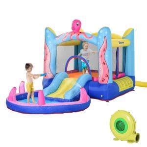 Castelul Gonflabil si Trambulina pentru Copii 3-12 ani, Outsunny cu Tobogan 3.8x2x1.8m | Aosom RO