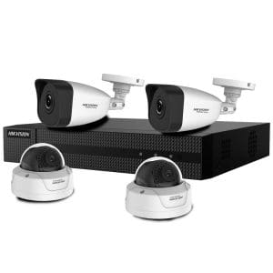 Sistem supraveghere basic IP Hikvision Hiwatch HW-IP-4MXTIR30-4MP, 4 camere, 4 MP, IR 30 m, 2.8 mm, PoE