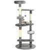 PawHut Copac de 136cm pentru Pisici de Interior, Turn pentru Pisici cu Stalpi de Zgariat, Pat pentru Pisici, Minge de Jucarie, Gri.