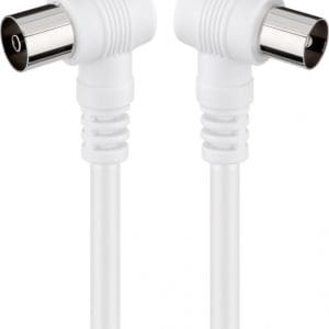 Cablu prelungitor antena coaxial unghi 90 grade 1.5m T-M Alb, Goobay 11520