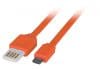 Cablu USB 2.0 la micro USB-B Flat reversibil 0.5m Orange, Lindy L30895