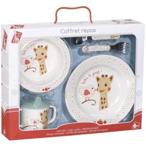 Set pentru Masa Girafa Sophie si Kiwi in Cutie Cadou Vulli