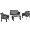 Salon de Gradina cu Canapea si Masuta Outsunny, Ratan Sintetic, 4 Buc, Gri | Aosom RO