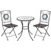 Mobilier de Gradina Outsunny Set 3 Piese cu 2 Scaune Pliante si 1 Masuta, din Metal si Ceramica, Multicolor | Aosom Ro