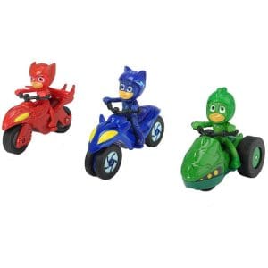 Set 3 Motociclete Dickie Toys Eroi in Pijama cu 3 Figurine