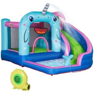 Castel gonflabil pentru copii Outsunny cu geanta de transport 3,3×2,8x2m | Aosom RO