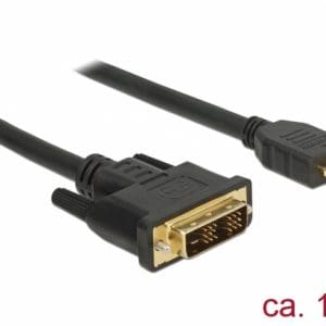 Cablu DVI-D Single Link 18+1 la HDMI pini T-T 1m, Delock 85582