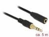 Cablu prelungitor audio jack stereo 3.5mm (pentru smartphone cu husa) T-M 5m negru, Delock 85590