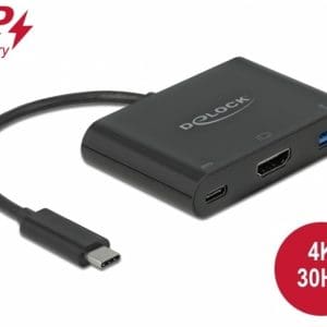 Adaptor USB-C 3.1 la HDMI 4K@30 Hz + 1 x USB-A BC1.2 + 1 x USB-C PD (Power Delivery), Delock 64091