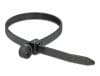 Set 10 bride L 300 x W 7.6 mm cu inel pentru fixare Negru, Delock 18952