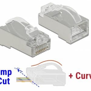 Set 20 buc conector RJ45 Cat.6 STP Crimp+Cut+Curve, Delock 86474