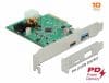 PCI Express cu 1 x USB-C PD + 1 x SuperSpeed USB 10 Gbps (USB 3.2 Gen 2)-A, Delock 89001