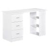 Homcom Birou modern cu 3 Sertare si Rafturi in Lemn Alb 120x49x72cm