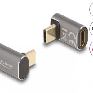 Adaptor USB4 type C T-M unghi 90 grade 8K60Hz/4K144Hz 100W/40Gb metalic, Delock 60054