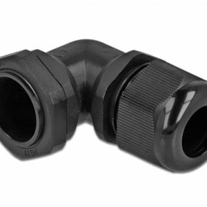 Garnitura de etansare a cablului PG21 unghi 90 grade Negru, Delock 60335