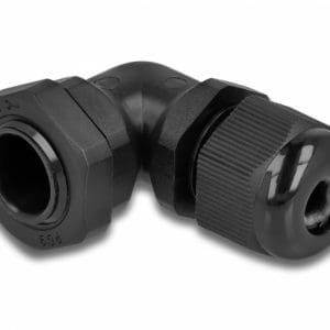 Garnitura de etansare a cablului PG9 unghi 90 grade Negru, Delock 60294