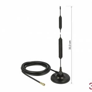 Antena GSM (lora) quadband SMA 5 dBi fixa omnidirectionala cu baza magnetica RG-58 3m exterior, Delock 12418