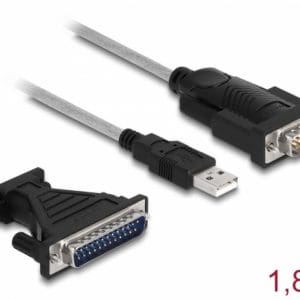 Adaptor USB la serial DB9 RS-232 FTDI + adaptor D-Sub 25, Delock 61314