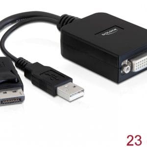 Adaptor Displayport la DVI-D Single Link 24+5 T-M activ, Delock 61855