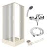 Pachet cabina Luna 70 + cadita + baterie dus, alb, 70×70 cm