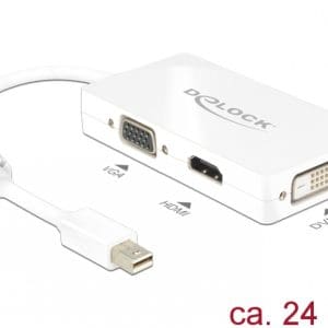 Adaptor mini Displayport la VGA / HDMI / DVI pasiv T-M Alb, Delock 62630