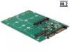 Convertor SATA 22 pini la 1 x M.2 NGFF + 1 x mSATA, Delock 62670