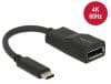 Adaptor USB tip C la Displayport (DP Alt Mode) 4K 60 Hz T-M Negru, Delock 62748
