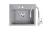 Set chiuveta Ferro granit gri , 1 cuva 580×480 cu baterie flexibila Ferro gri