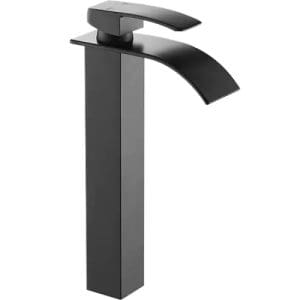 Baterie pentru lavoar tip cascada inalta, negru mat