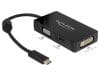 Adaptor USB-C la VGA / HDMI / DVI T-M Negru, Delock 63925