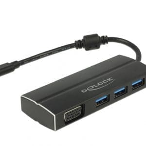 Adaptor USB-C 3.1 la VGA (DP Alt Mode) + 3 x USB-A, Delock 63932