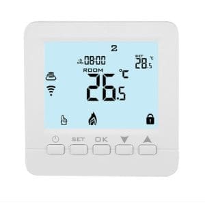 Termostat Techstar® TH-06PW, Ecran Digital, Incastrabil, 3A, Incalzire cu Apa in Pardoseala, Actuatoare, Pompe, Centrala, Alimentare 220V, Google Home, Alexa, Tuya, Alb