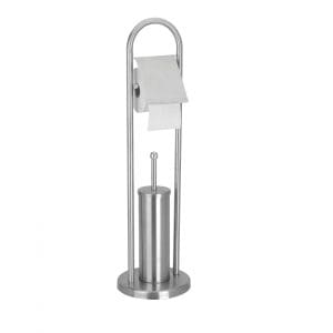 Suport hartie si perie toaleta Bathroom Solutions, otel inoxidabil, 20×80 cm, argintiu