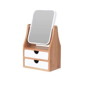 Noptiera makeup Eleganza, bambus/MDF, 17x10x30 cm, maro/alb