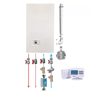 Pachet totul inclus Centrala termica Arca Pixel 25F – 25 kW, kit evacuare, kit armaturi