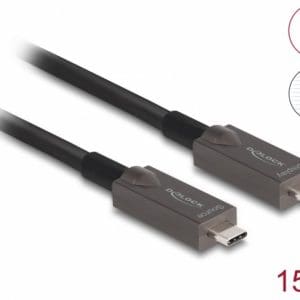 Cablu activ optic USB 3.2 Gen2 Type C 4K144Hz/60W T-T 15m, Delock 84179