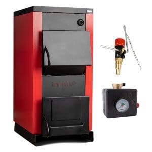 Pachet centrala pe lemne 35 kW Termax cu ardere normala, volum manta apa 105 litri, regulator de tiraj, grup de siguranta