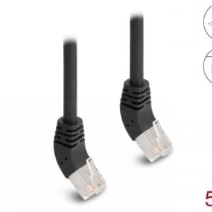 Cablu de retea RJ45 Cat.6A S/FTP unghi sus/sus 45 grade 5m Negru, Delock 80272