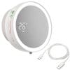 Dispenser automat pentru sapun lichid cu spuma cu oglinda iluminata LED pentru machiaj, GlowforHome, Montare pe perete, Senzor de miscare, Fara atingere, 3 trepte dozare, Afisaj digital, Baterie reincarcabila 1500mAh, USB-C, Afisare temperatura, Alb