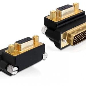 Adaptor VGA la DVI-I Dual Link 24+5pini T-M, unghi 270 grade, Delock 65261