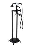Baterie cada freestanding,TRENDY’S,dubla comanda,negru mat,cu broderie ceramica