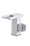 Baterie lavoar , montare chiuveta baie , tip cascada , cu led,white-crom, TRENDY S