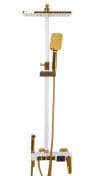 Coloana de dus cu patru  functii, TRENDY S, cu afisaj  LCD temperatura apa,si functie  de bideu, white-gold