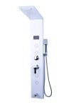 Panou de dus cu hidromasaj TRENDY’S, inox 5 functii digital cu led, alb satin