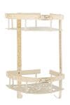 Etajera baie TRENDY’S dubla , montare pe colt, white-gold 35cm X 30cm