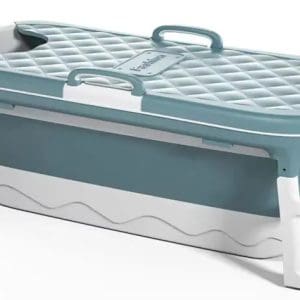 Cada pliabila Premium pentru copii, adulti, familie, portabila, potrivita pentru apa calda, rece, rol de tratament SPA, cu scurgeri multiple, cu termometru, capac si role de masaj, lungime 150 cm